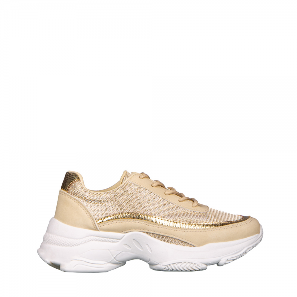 Γυναικεία αθλητικά παπούτσια Taylor χρυσάφι, 4 - Kalapod.gr